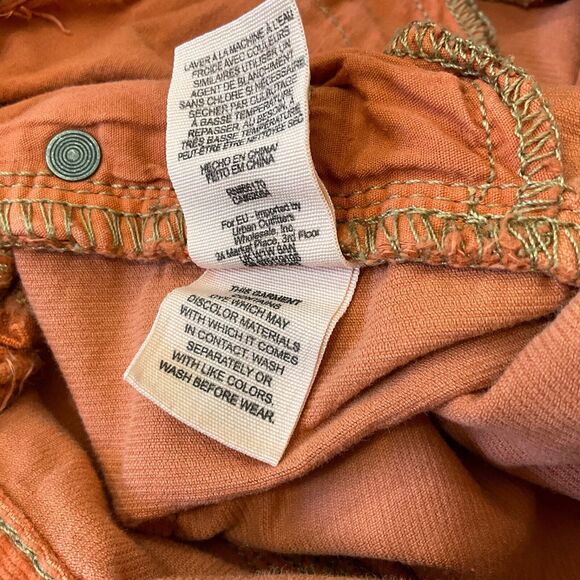 Free People Corduroy Jeans Womens Size 27 Burnt Orange logo button - Picture 11 of 12